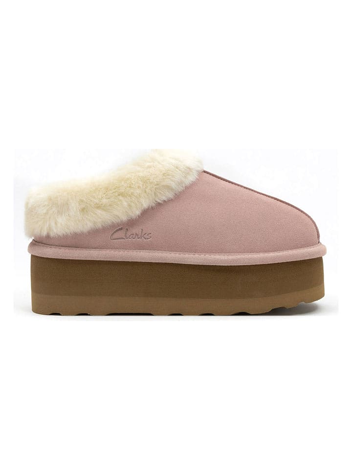 Clarks Leder-Hausschuhe in Rosa - 37
