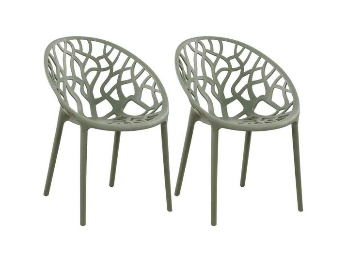 CLP Gartenstuhl 2er Set Kunststoff oliv, Olivgrün, 59x80x60 cm, Gartenmöbel, Gartensessel, Gartenstühle