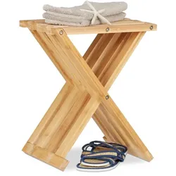 Relaxdays Klapphocker Bambus Hellbraun