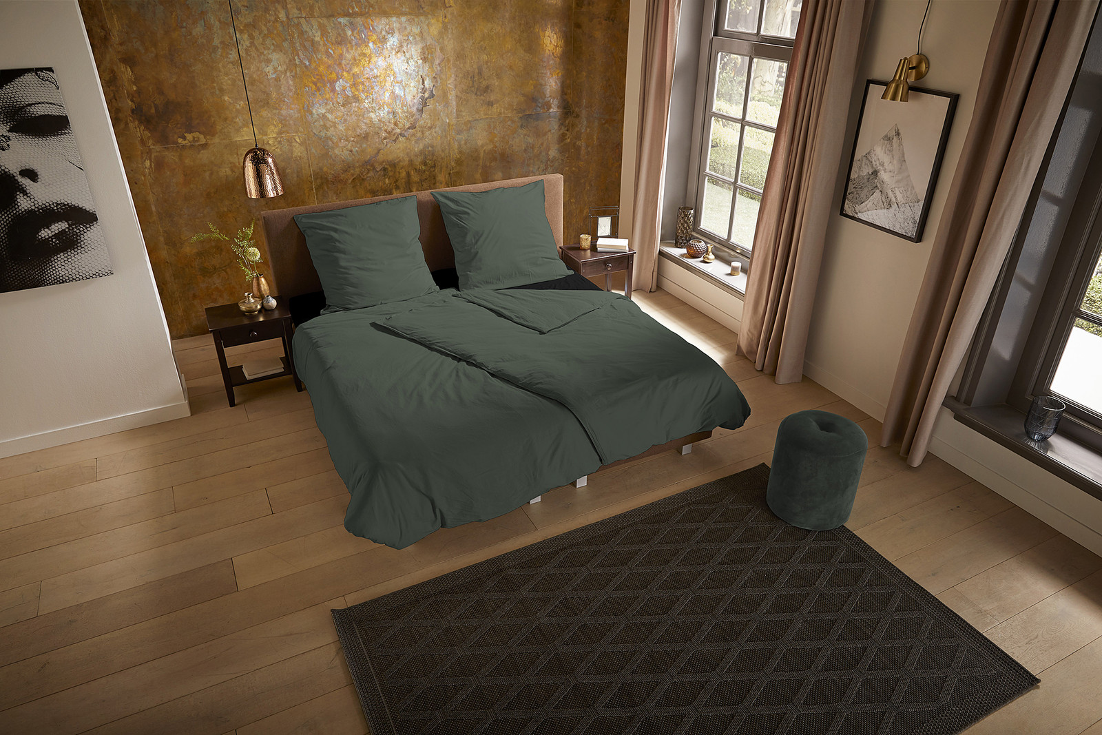 Pure Dekbedovertrek Uni Groen van Microvezel Polyester met Envelopsluiting