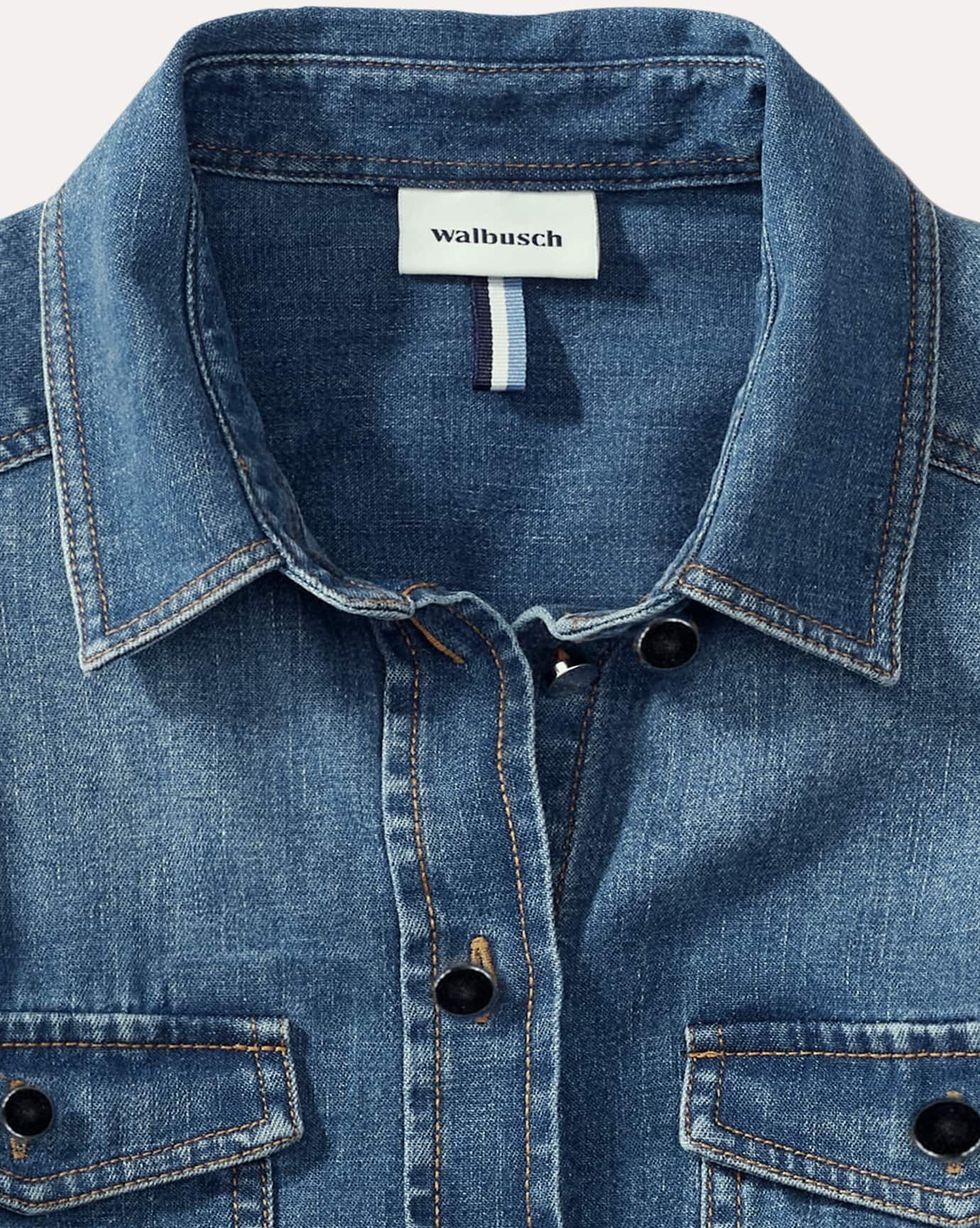Walbusch Power Stretch Jeansbluse, normale Größen, Farbe Blau, 50, elastisch sportiver Look Damen