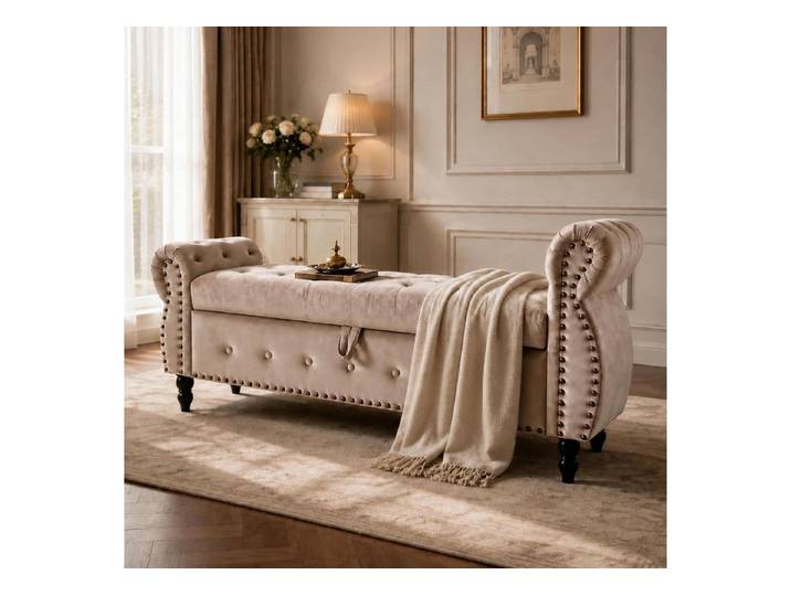 LuxusKollektion Bettbank Sitzbank mit Stauraum 151cm Braun