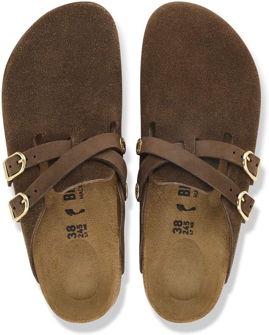BIRKENSTOCK Sabots en cuir suédé, BLAIR D-BUCKLE