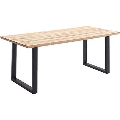 Esstisch MCA LIVING "Palais Esstisch", beige (naturfarben, schwarz, naturfarben), B:180cm H:77cm T:90cm, Zerreiche, durchgehende Lamelle, Tische, Esstisch, durchgehende Lamelle aufgedoppelt