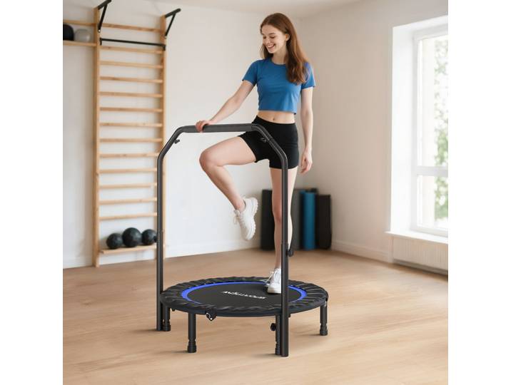 SPORTNOW Trampoline Pliable Ø102cm avec Poignée Réglable Acier Noir