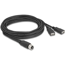 Delock M12 Kabel A-kodiert 8 Pin Buchse zu 2 x USB 2.0 Typ-A (3 m, USB 2.0), USB Kabel