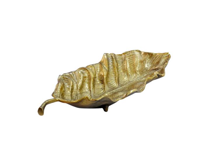 Livetastic Dekoschale, Goldfarben, Metall, Blatt, 27x11x67 cm, mit Beinen, handgemacht, Dekoration, Dekoschalen