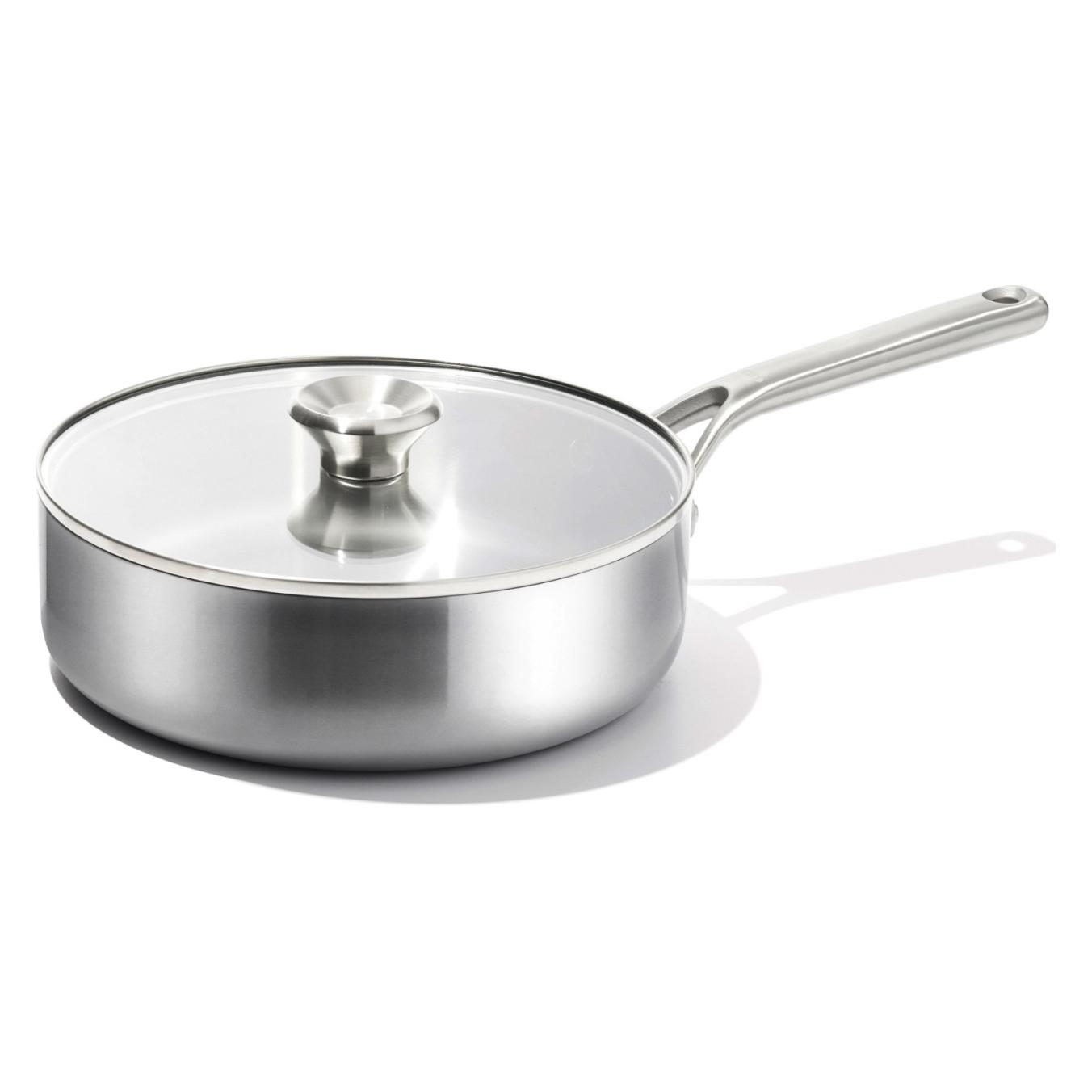 OXO Edelstahl Mira Serie, Sautierpfanne mit Deckel (Bratpfanne, Edelstahl, 24 x 46 cm) (CC005889-002)