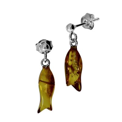 Paar Ohrhänger OSTSEE-SCHMUCK "Ostsee-Schmuck Ohrhänger Fisch Ohrhänger Fisch", weiß, Ohrringe, Damen, 25 x 6mm, Silber 925 (Sterlingsilber)