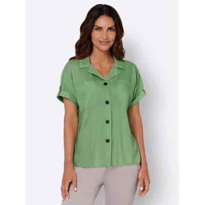 Kurzarmbluse INSPIRATIONEN, Damen, Gr. 44, grün (apfel), 100% Viskose, unifarben, Blusen