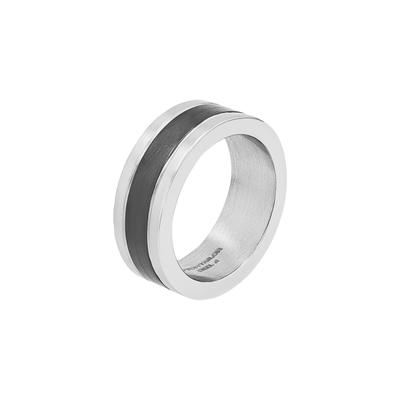 Fingerring TOM TAILOR "Schmuck Geschenk Edelstahl" Gr. 62, silber (edelstahlfarben, schwarz), Fingerringe, Herren, 62, Edelstahl, 8mm, Fingerring