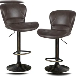 COSTWAY Set mit 2 Barhockern, Barstühle 61–81 cm höhenverstellbar, mit Rückenlehne und Fußstütze,