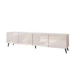 TV-SCHRANK COLGANTE 200 Kaschmir Hochglanz, mit LED, Schräge schwarze Füßen