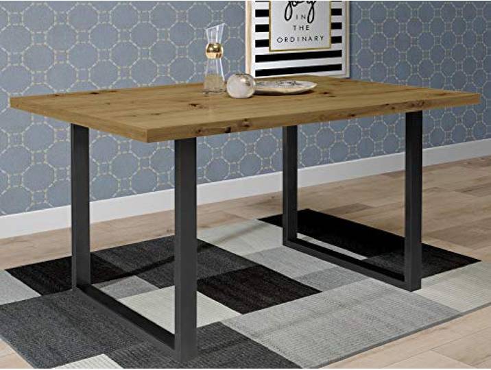 möbelando Esszimmertisch Küchentisch Speisetisch Tisch Holztisch Esstisch Talbert XIV Artisan Eiche/Schwarz