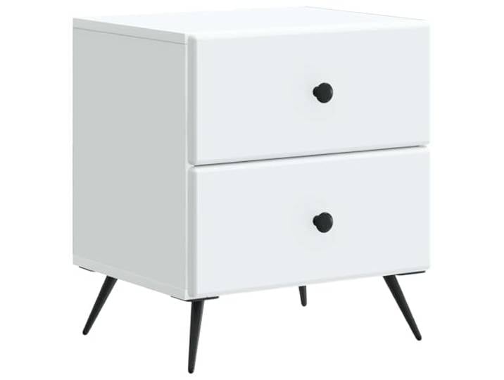 KUPTYERFG Nachttisch Weiß mit 2 Schubladen 43x34,5x47,5 cm Holzwerkstoff Kompakte Nachtkommode fürs Schlafzimmer mit 2 geräumigen Schubladen für Ordentlichkeit und zeitlose Eleganz.