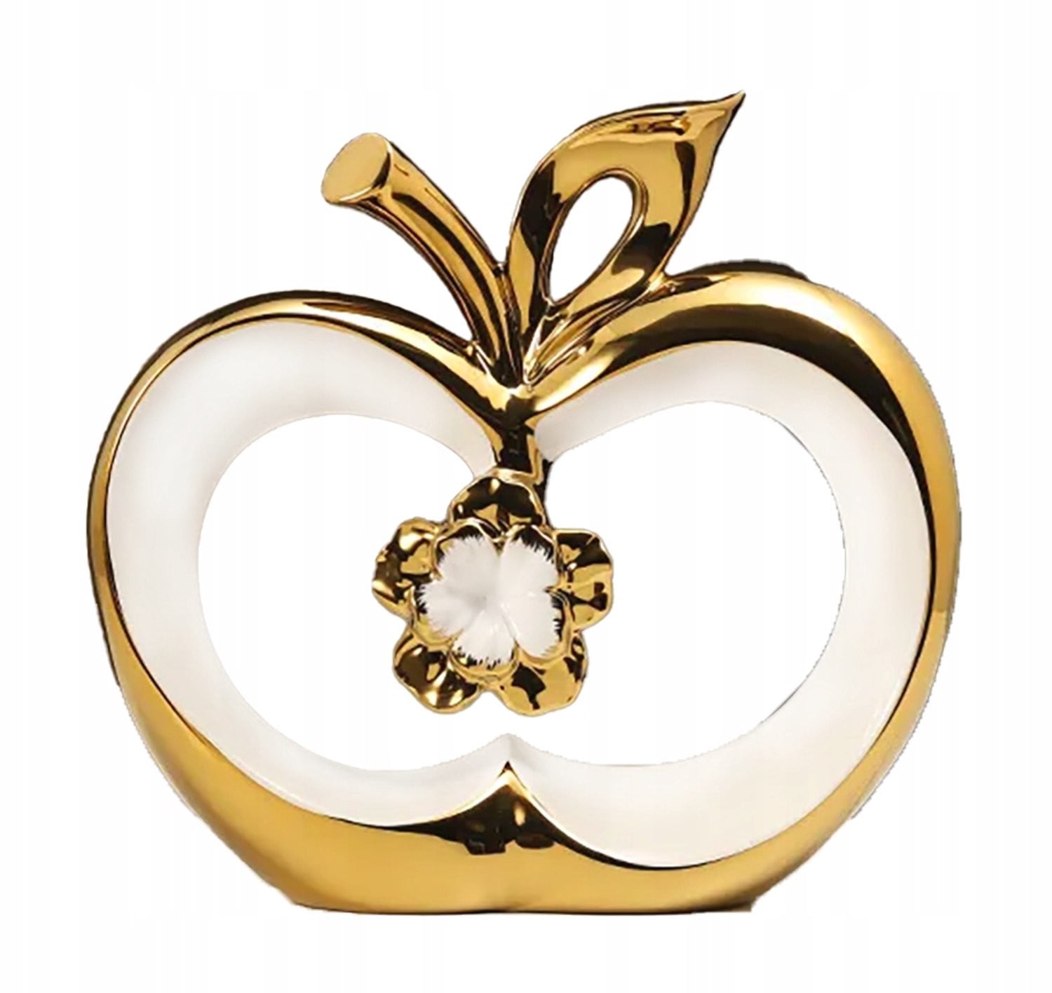 Porseleinen Decoratie Appel - Wit met Gouden Accent