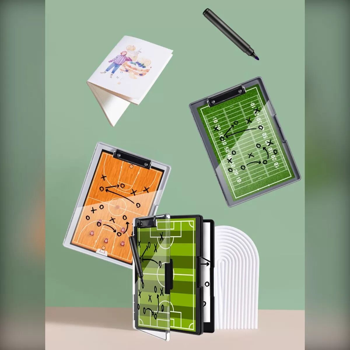 INF Transparente, beschreibbare Aktenbox - A4 Dokumentenorganizer mit Whiteboard-Oberfläche & Stifthalter Schwarz
