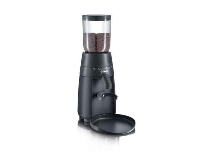GRAEF CM702 - Elektrische Kaffeemühle, Bohnenbehälter 250 g, Herausnehmbares Edelstahl-Kegelmahlwerk, 24 Mahlgrade, Kaffeemühle Siebträger, Bis 12 Tassen Filterkaffee, Aromaschonendes Mahlen, Schwarz