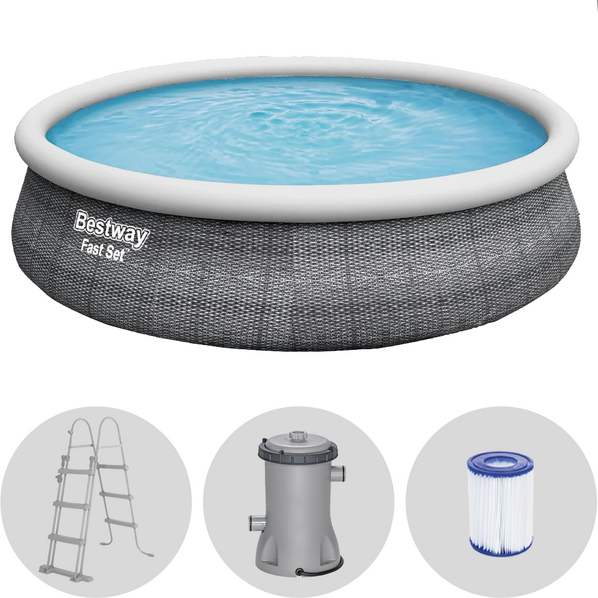 Bestway FAST Set 57372 - Ø457x107 cm - Piscine gonflable + pompe de filtration 29 W et échelle