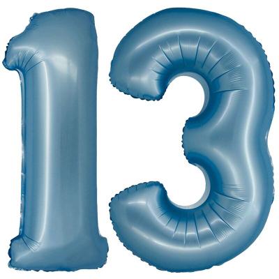 XL Folienballon blau matt Zahl 13