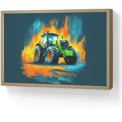 NACHTTISCHLAMPE MIT AKKU Abstrakt - Traktor - Grün 60x40 cm
