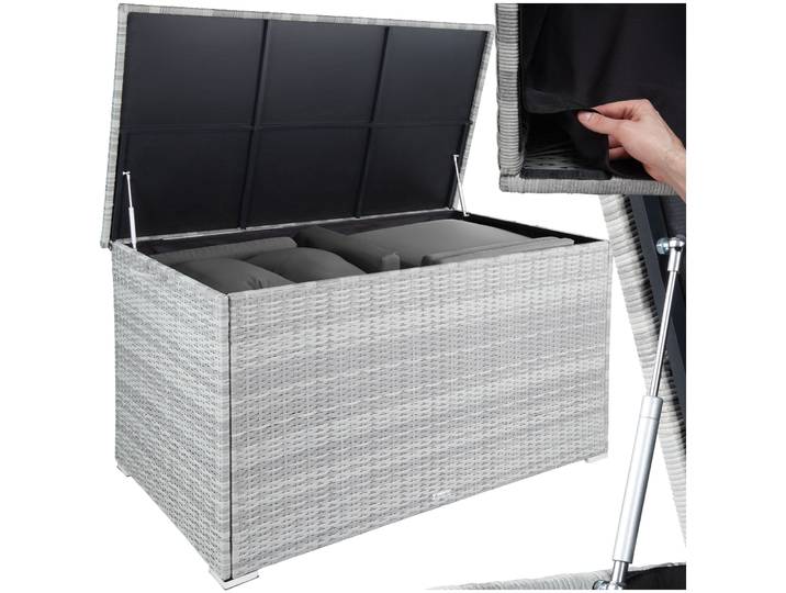 Coffre de jardin Oslo structure en aluminium 145x82,5x79,5cm - gris clair