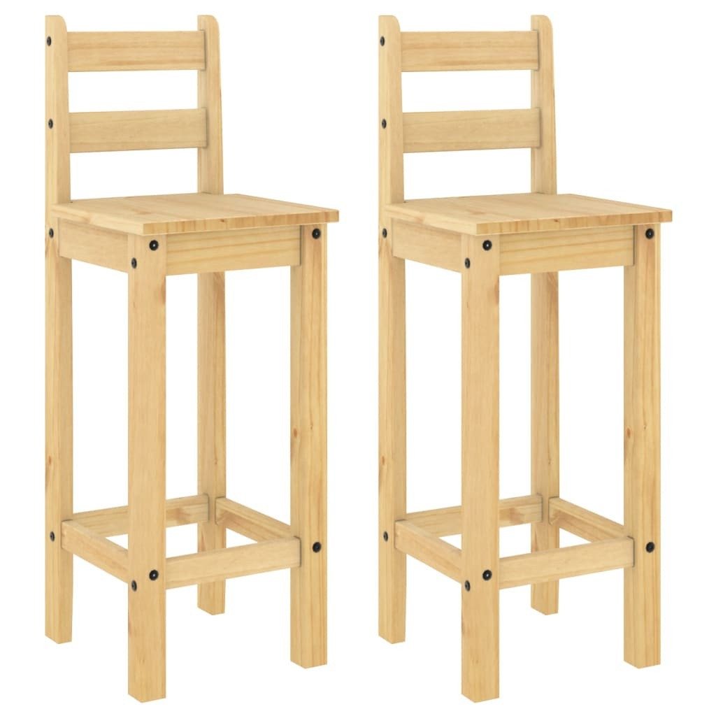 Syfax Set van 2 Barstoelen van Massief Grenenhout in Rustieke Stijl