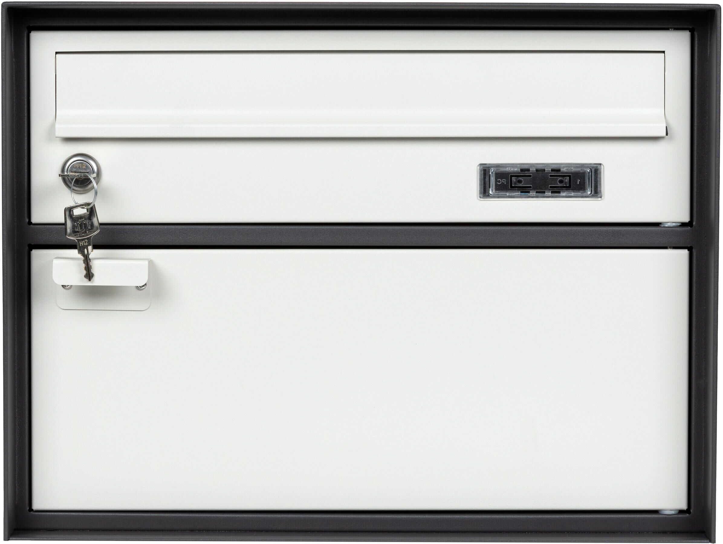 Briefkasten STRUCT, schwarz (anthrazit, hellgrau), B:414mm H:314mm T:307mm, Stahl, Briefkästen, Briefkasten anthrazit, hellgrau Einheitsgröße