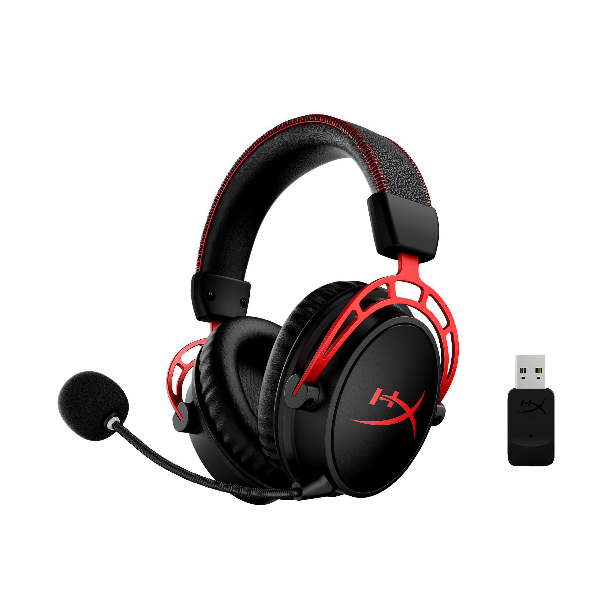 HyperX Cloud Alpha Gaming-Headset Schwarz-/Rot, kabellos, 2.4Ghz Empänger, bis zu 300 Stunden Akkulaufzeit 4P5D4AA
