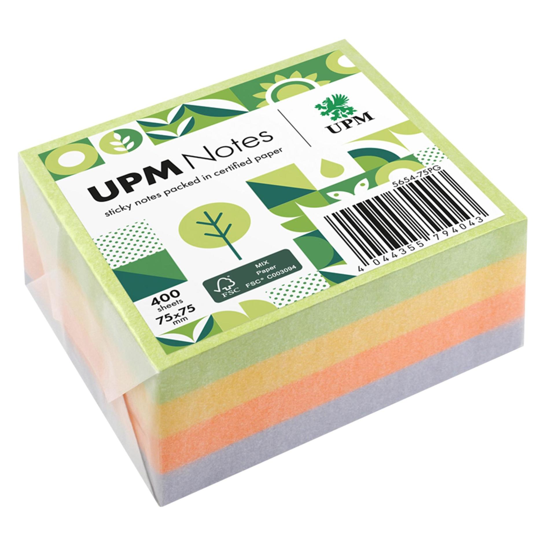 UPM Notes Haftnotiz 5654-75PG Spring 75x75mm 400Bl. farbig (75 x 75 mm) (5654-75PG)