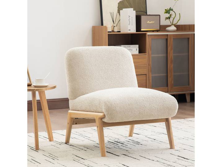  Fauteuil d'appoint moderne avec coussin lombaire, tissu chenille doux, fauteuil de lecture confortable en tissu lin, fauteuil d'appoint pour salon