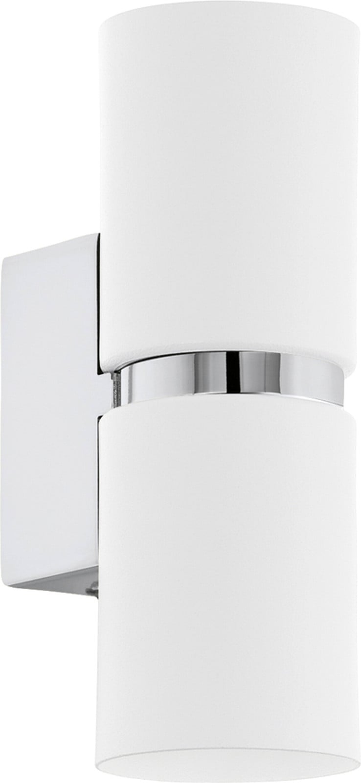 Eglo Passa Wandlamp, Cilindrisch, Chroom en Wit, 2 x GU10, Warm Wit