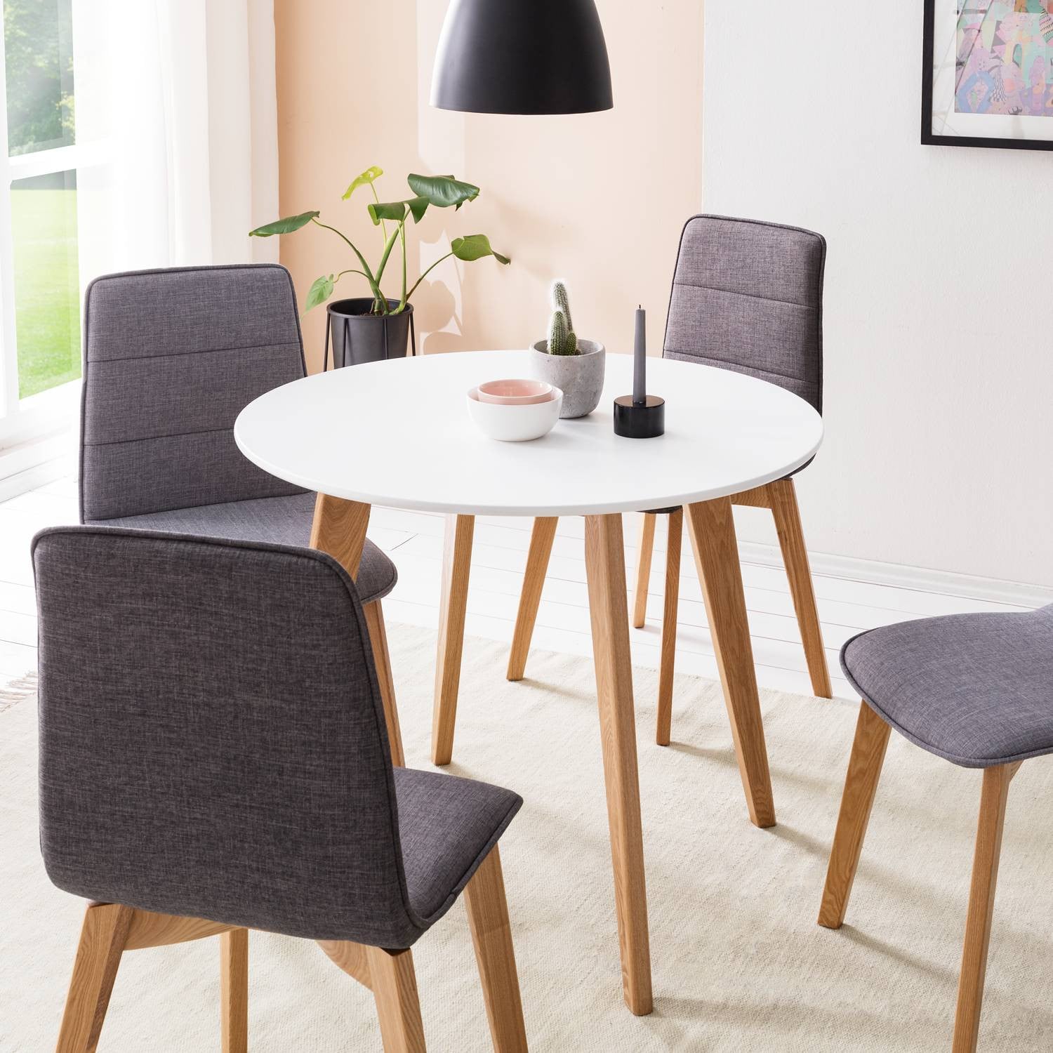 home24 Eettafel Rob I ronde houten tafel wit
