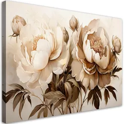 WANDBILD pfingstrosen blumen in beige