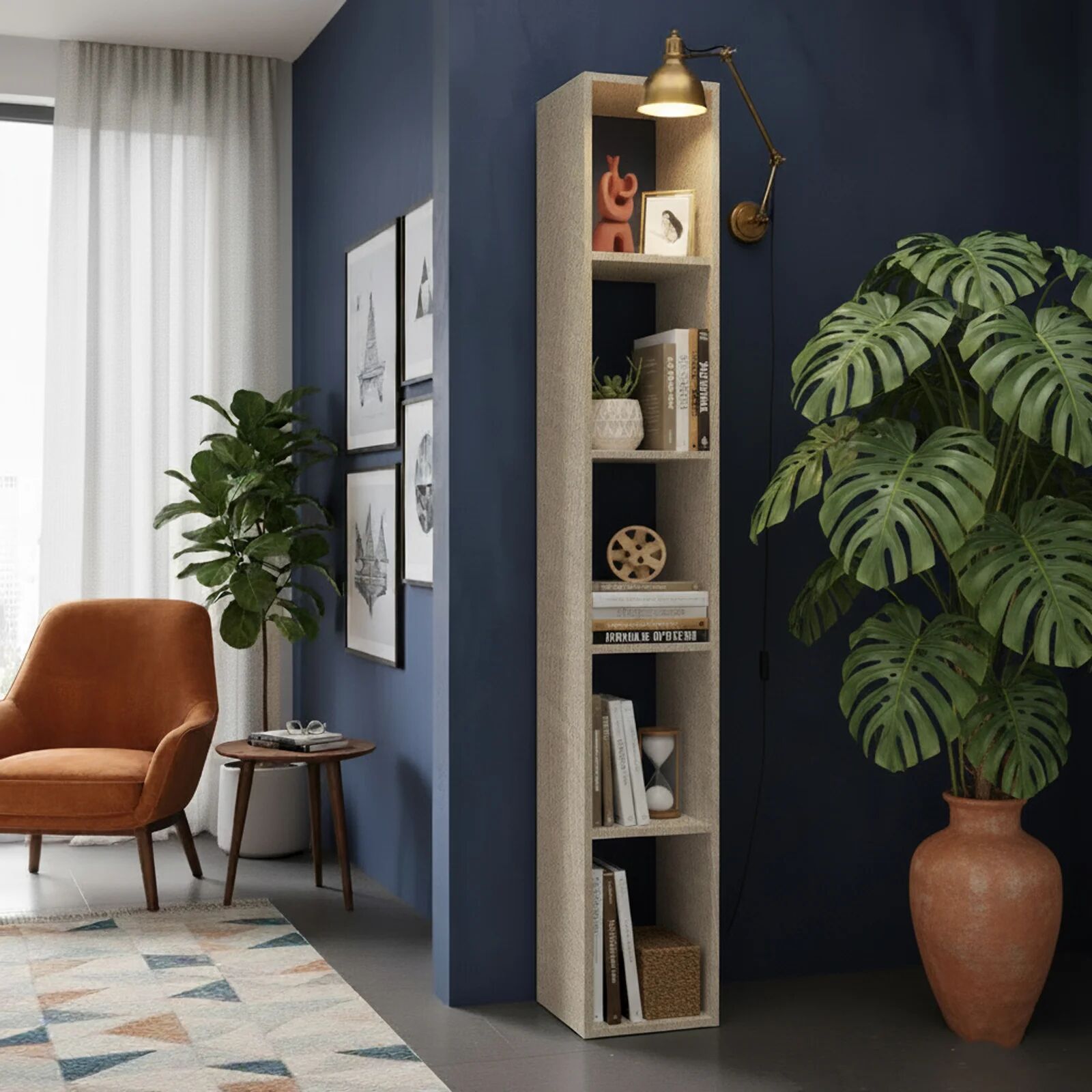 garneroarredamenti Libreria colonna 28x186h cm con 4 ripiani tortora Sunset