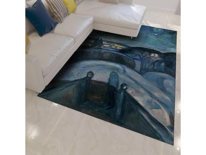 HOBBOY Landelijke boerderij, vloerkleden, 90 x 150 cm, voor woonkamer, slaapkamer, beroemde schilderkunst, sterrennachtpatroon, antislip, laagpolig tapijt