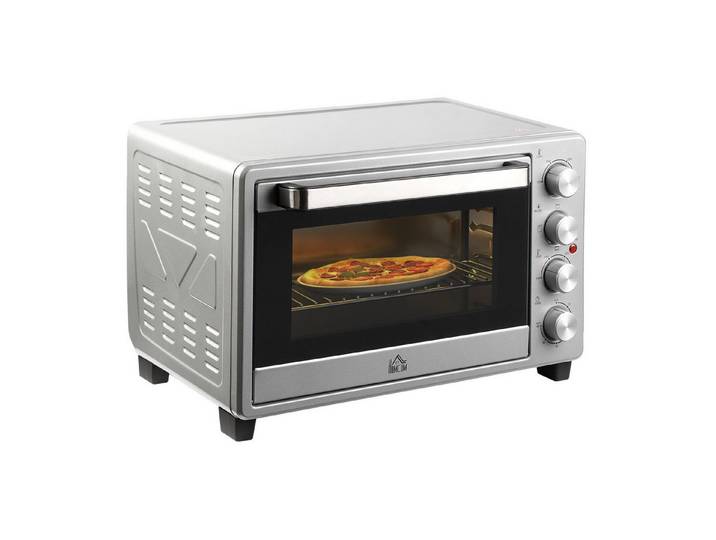 FELIXLEO Minibackofen Mini Backofen 32 L 1600 W 3 Kochmodi 100 bis 230 °C Timer Silber