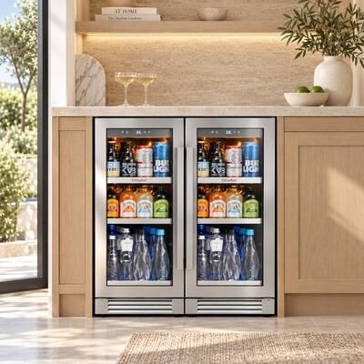 Ca'Lefort 30 in. 200 Can Dual Zone Beverage Cooler Set, Built-In Refrigerator in Stainless Steel