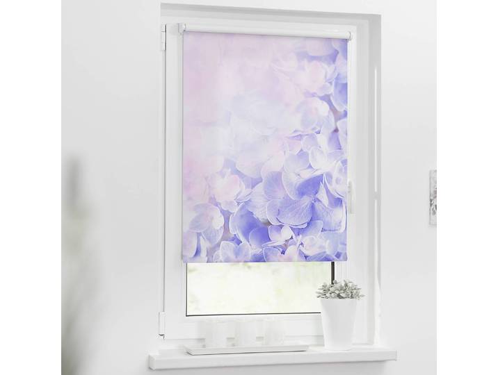 Klemmfix Verdunklungsrollo Hortensie 70 x 150cm Violett