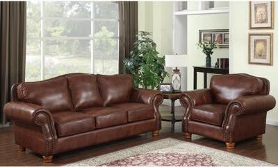 Brandon Distressed Whiskey Italian Leather Sofa and Chair Set