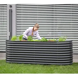 Westmann Grow Faster M | Metall Hochbeet aus Wellblech | Anthrazit - Anthrazit