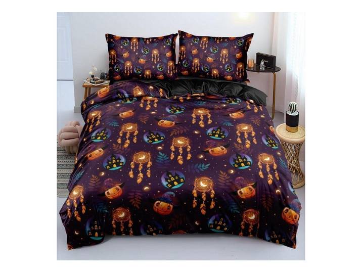LuxusKollektion Kinderbettwäsche Bettwäsche Set Halloween Kürbis 200x220 3TLg