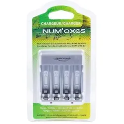 Num'axes Ladegerät für 2 oder 4 Batterien (AA, AAA), Akku Ladegerät