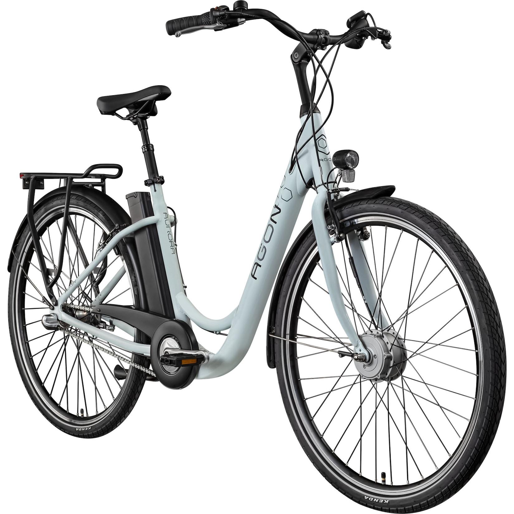 Agon Aurora 28 Zoll E-Bike 28 Zoll Citybike bis 130 km Damen Herren 150 - 175 cm Pedelec Elektrofahrrad 3 Gang und Beleuchtung StVZO