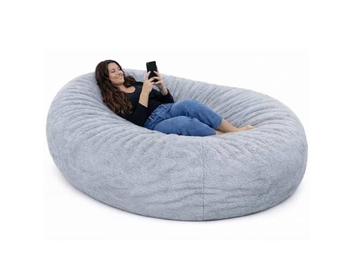 bananair Sitzsack XXL mit Füllung für Kinder und Erwachsene, 160 x 90 x 60 cm - Weich und Bequem - Maschinenwaschbarer Bezug - Sitzsack Sofa (Hellgrau)