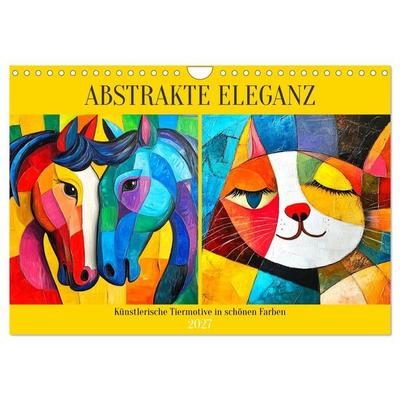 Abstrakte Eleganz. Künstlerische Tiermotive in schönen Farben (Wandkalender 2027 DIN A4 quer), CALVENDO Monatskalender