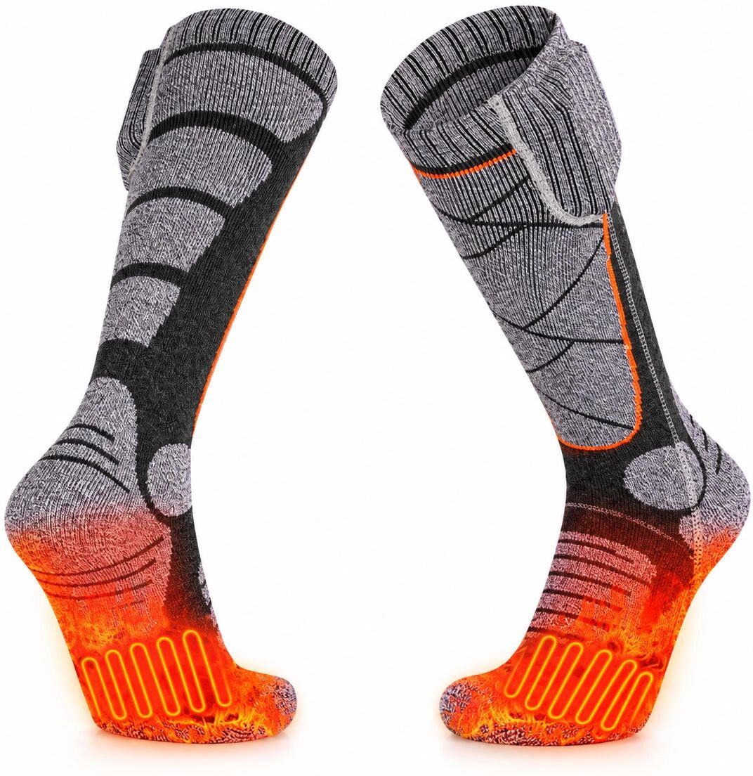 INF Beheizbare Socken mit Kohlefaser - Batteriebetrieben, Fußwärmer für kaltes Wetter Grau