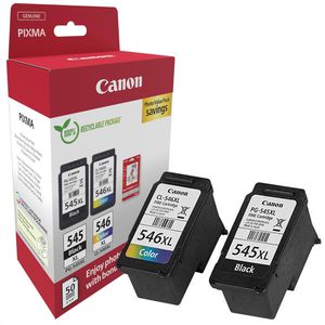 Canon Tinte PG-545XL + CL-546XL, Value Pack, 8286B011, 15ml+13ml, inkl. Fotopapier