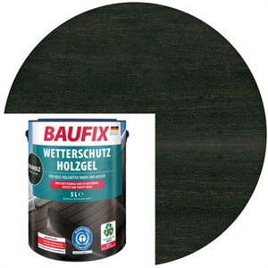 Baufix Holzlasur Wetterschutz-Holzgel, 5,0l, innen & außen, wetterfest, ebenholz