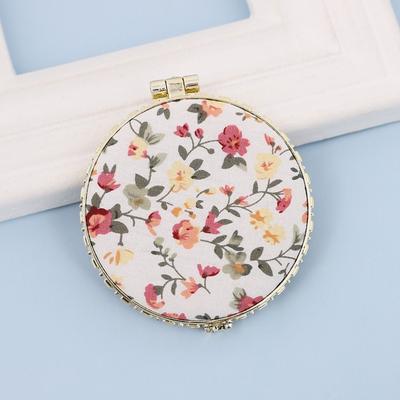 Fusion Finds Vintage Floral Pocket Mirror Foldable Compact Makeup Mirror Portable Travel Beauty Accessory round white